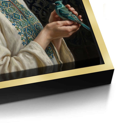 Woman with Azure Bird - Canvas