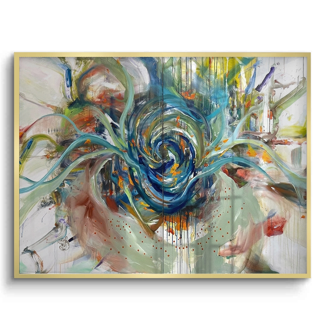 2Teal Motion Abstract - Fine Art