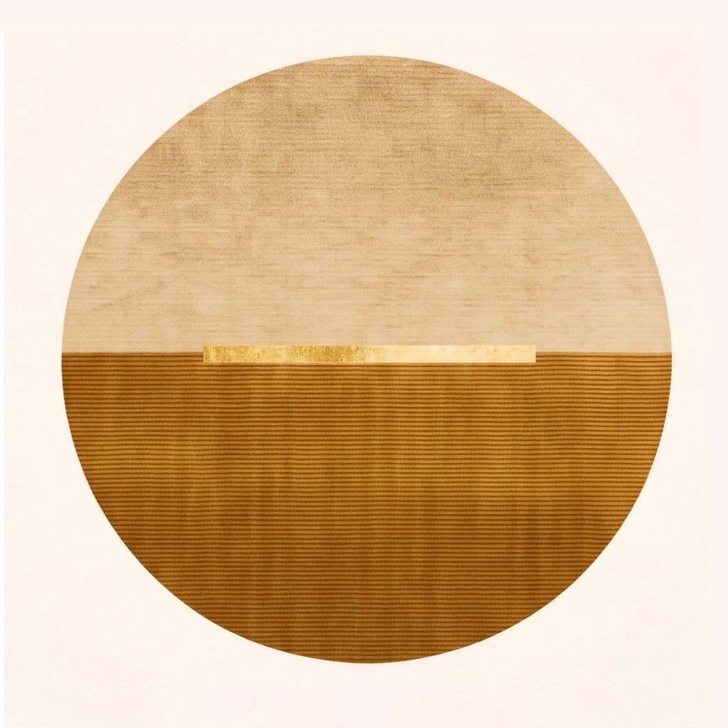Eclipse modern abstract rug in Golden Ochre – flat lay