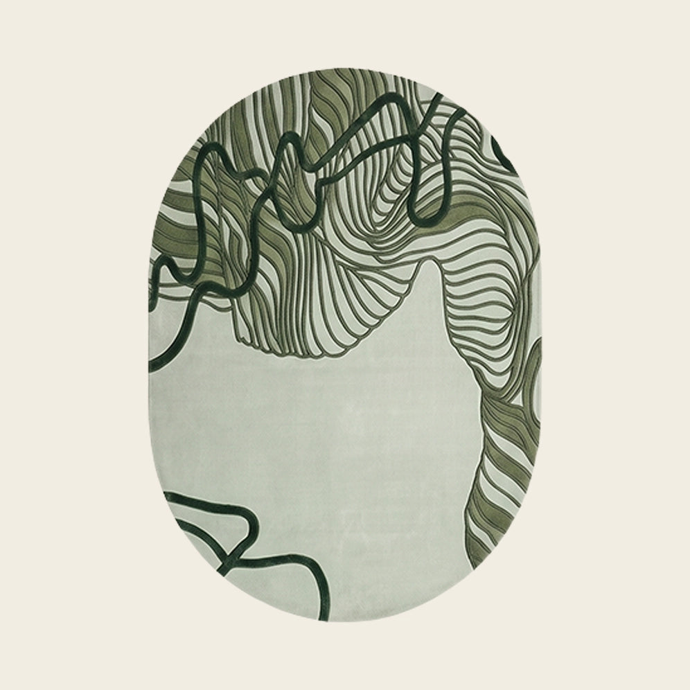 Contour Leaf hand-tufted rug in Sage Forest – flat lay
