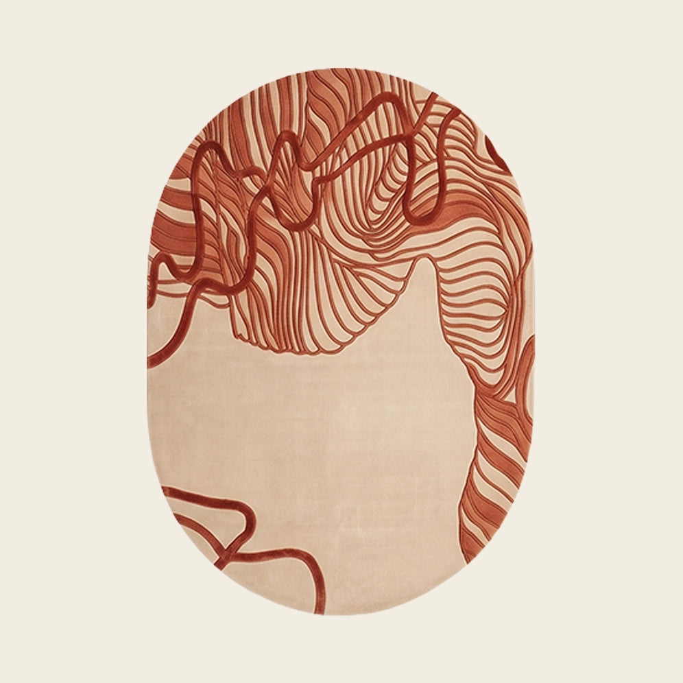Contour Leaf hand-tufted rug in Terracotta – flat lay