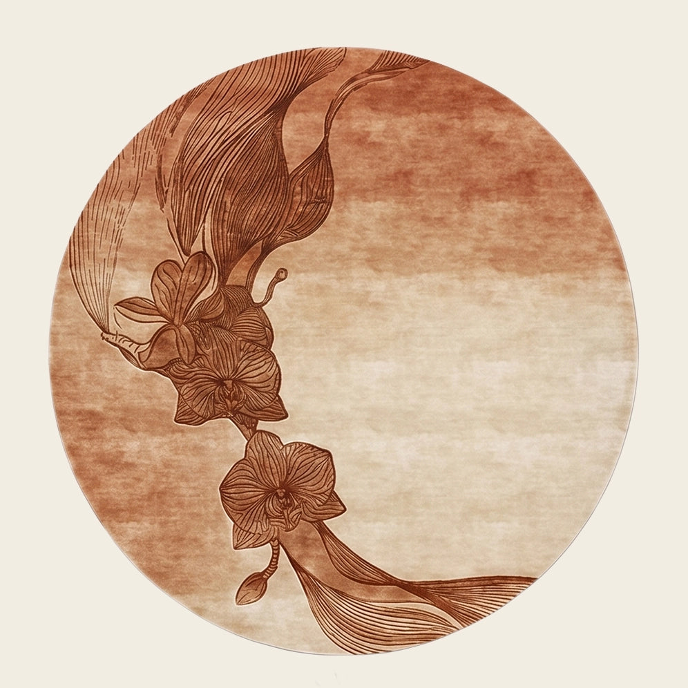Orchid Moon hand-tufted rug in Copper Blush – flat lay