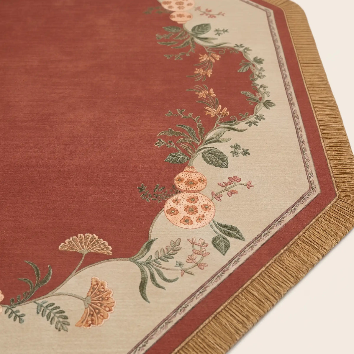 Heritage Garden hand-tufted rug in Terracotta Gold – close-up of the tufted pile texture