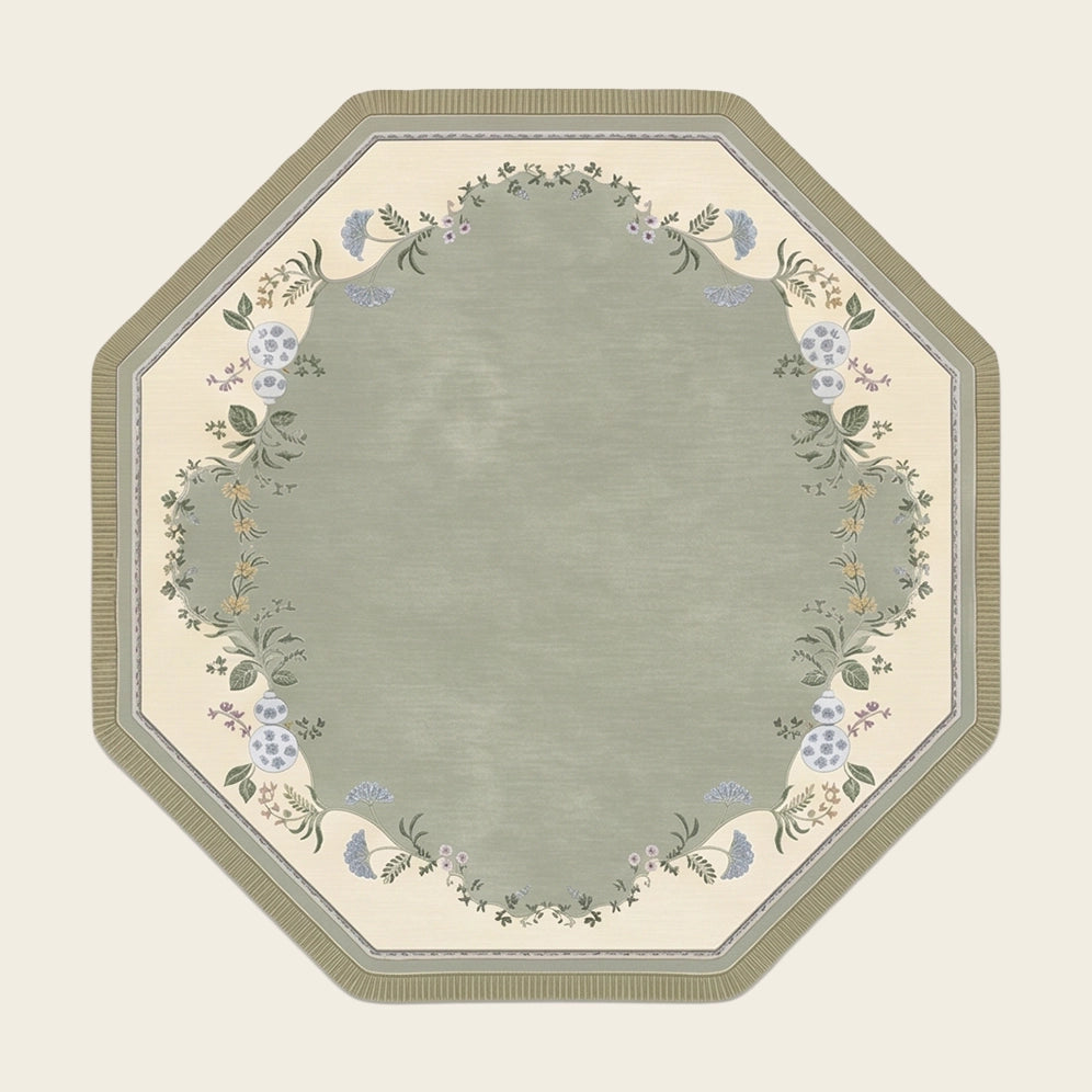 Heritage Garden hand-tufted rug in Sage Ivory – flat lay