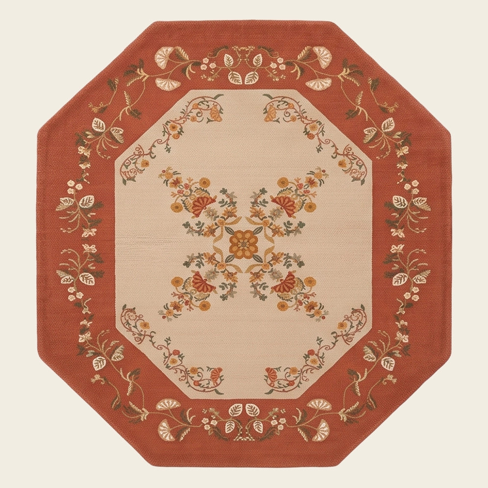Palace Bloom hand-tufted rug in Terracotta Spice – flat lay