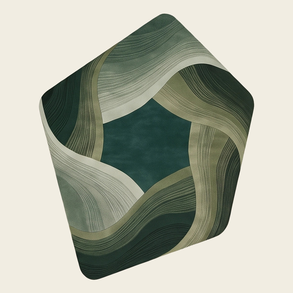 Ember Facets hand-tufted rug in Emerald Tide – flat lay