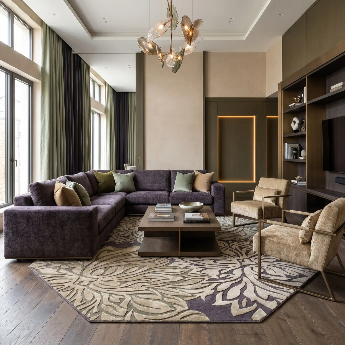Botanica hand-tufted rug in Sage Stone – styled in a room