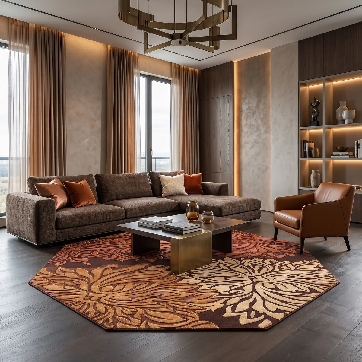 Botanica hand-tufted rug in Rust Copper – styled in a room
