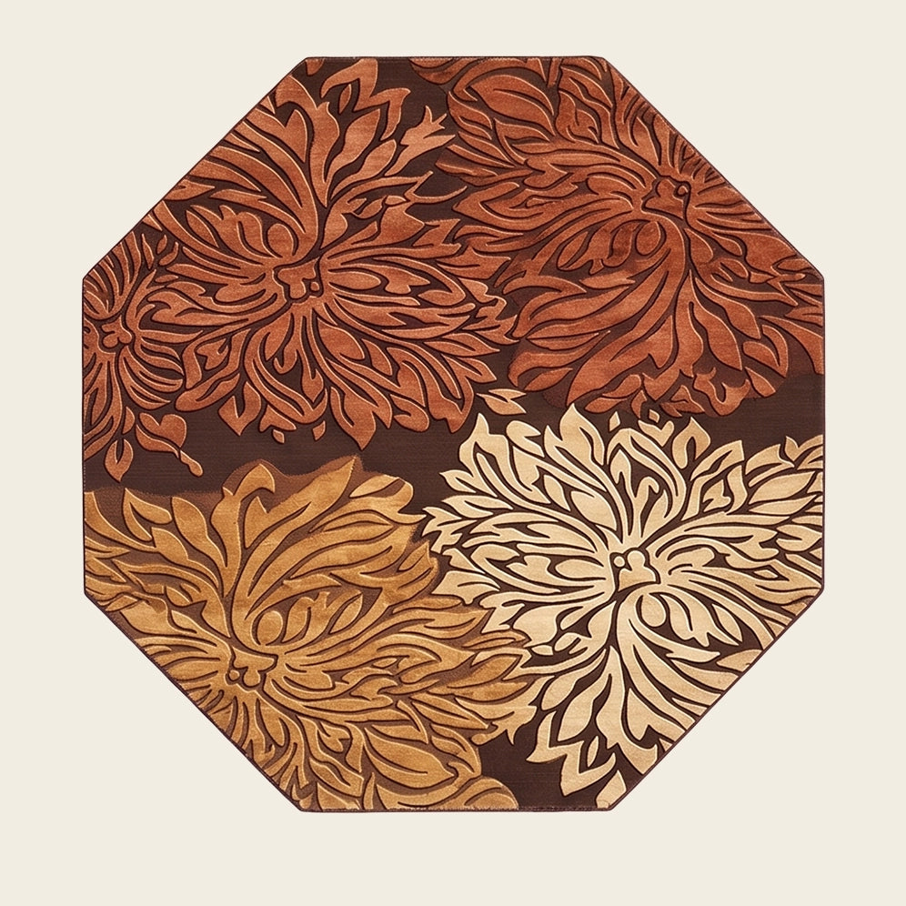 Botanica hand-tufted rug in Rust Copper – flat lay