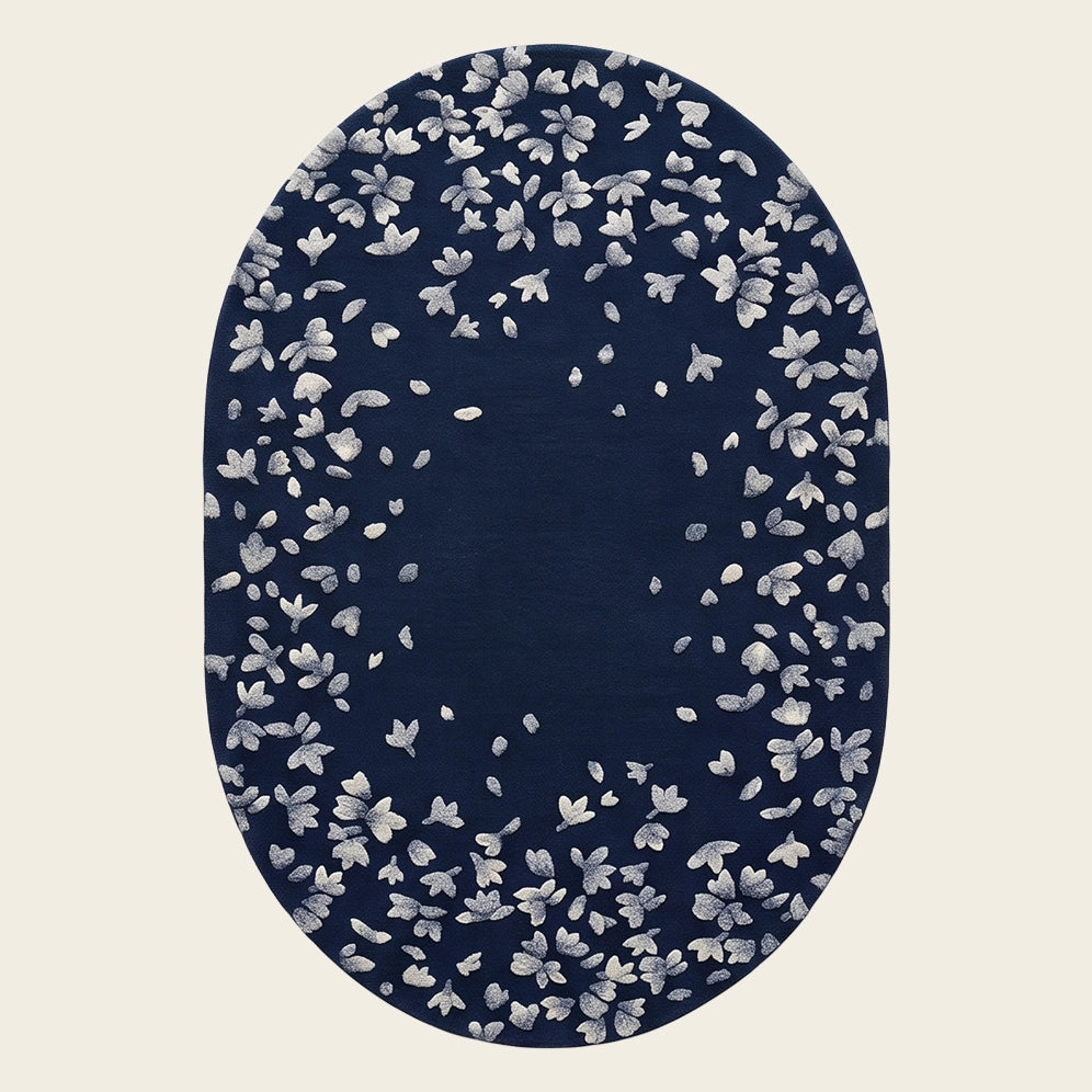 Stardust hand-tufted rug in Midnight Navy – flat lay