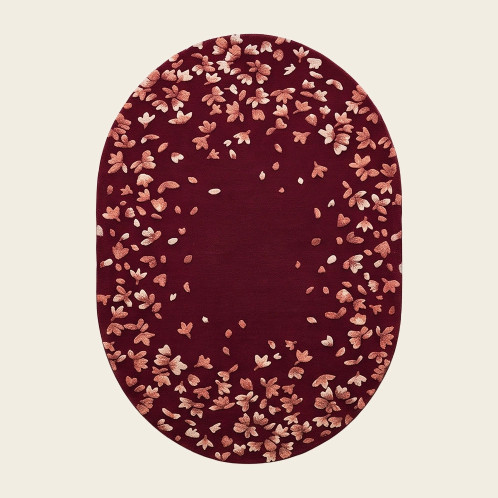 Stardust hand-tufted rug in Ruby Wine – flat lay