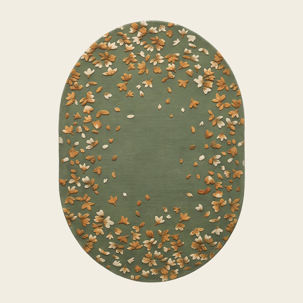 Stardust hand-tufted rug in Olive Sage – flat lay