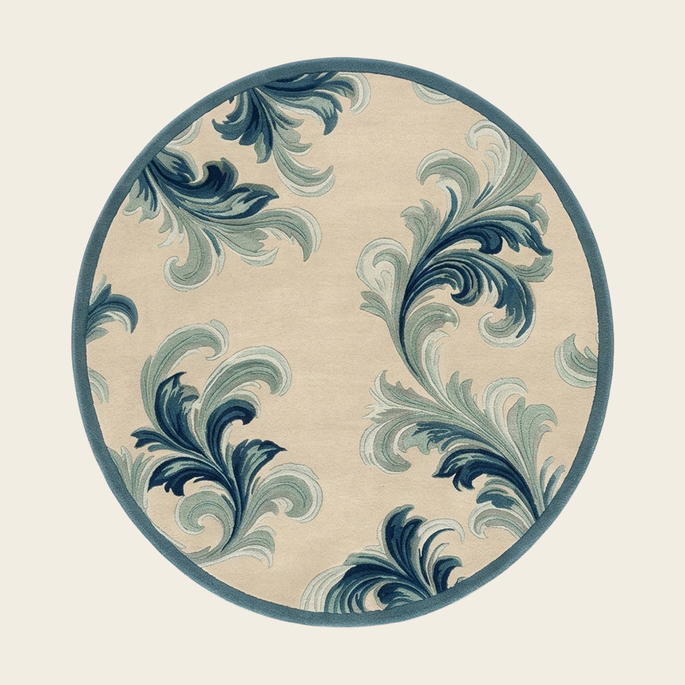 Acanthus hand-tufted rug in Ocean Ivory – flat lay