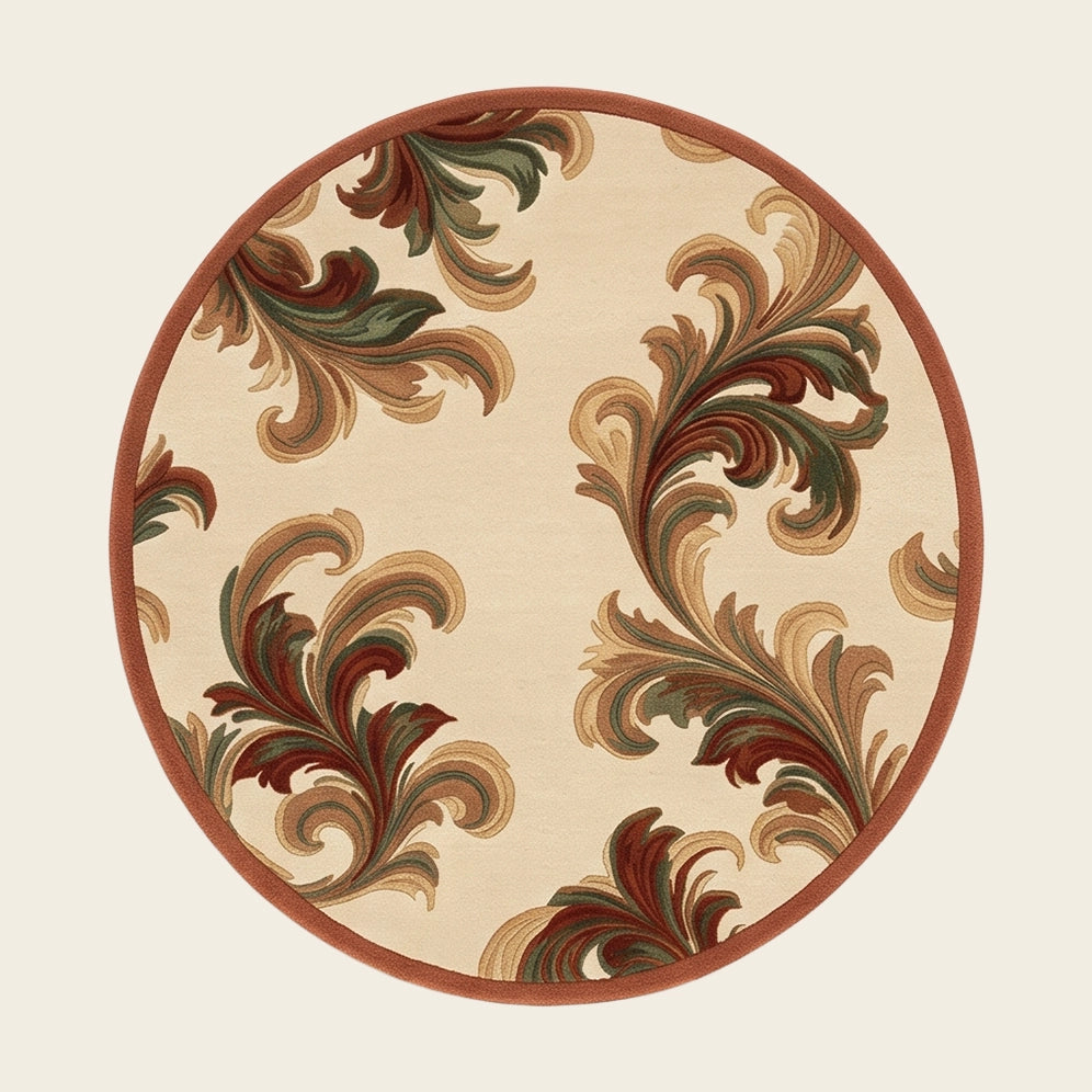 Acanthus hand-tufted rug in Cinnamon Cream – flat lay