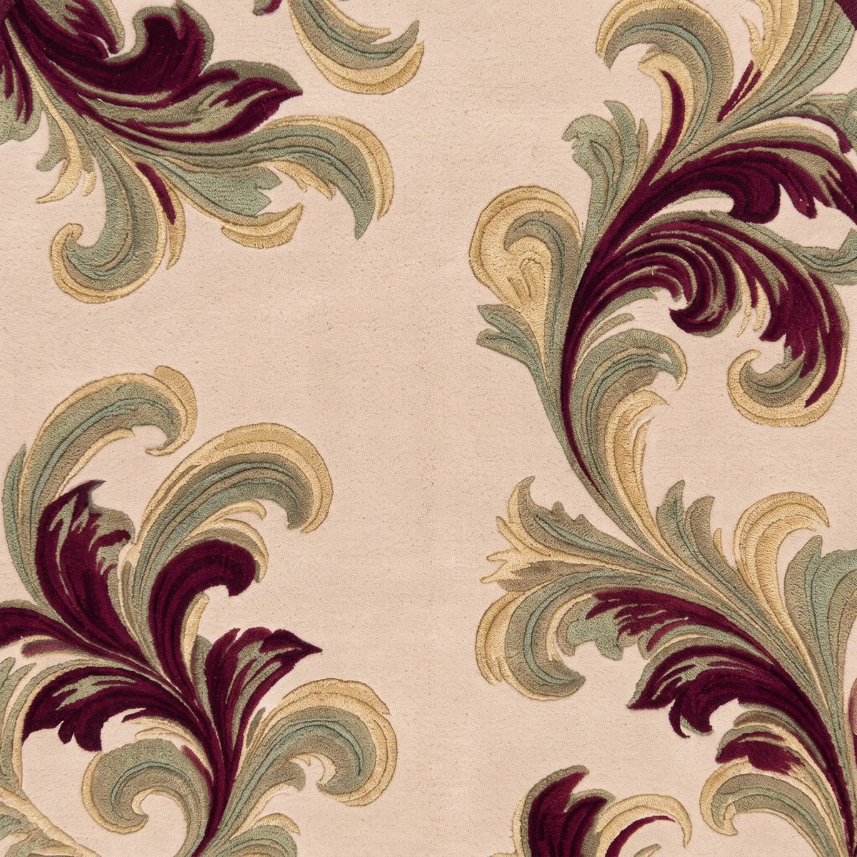 Acanthus hand-tufted rug in Wine Sage – close-up of the tufted pile texture