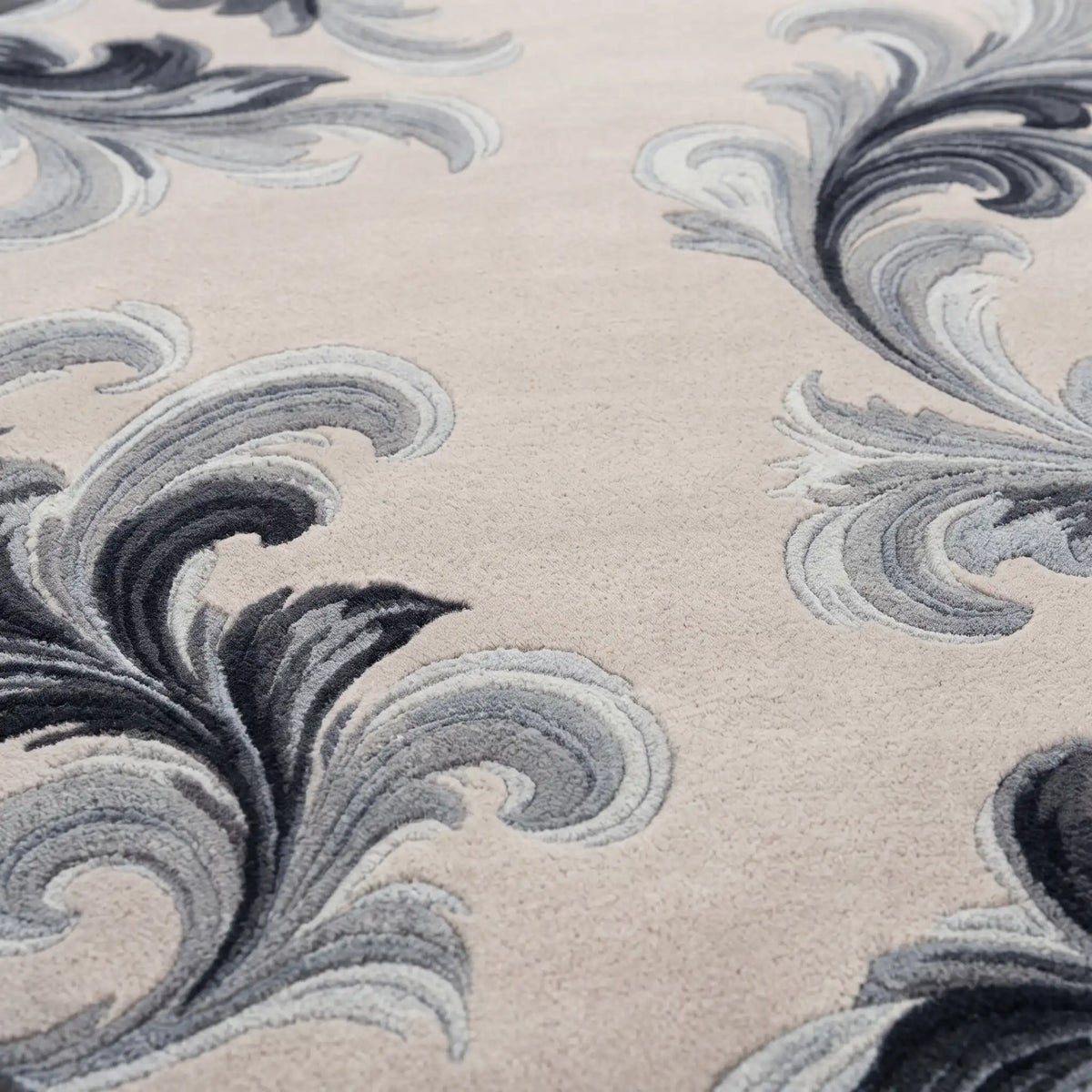 Acanthus hand-tufted rug in Slate Indigo – close-up of the tufted pile texture