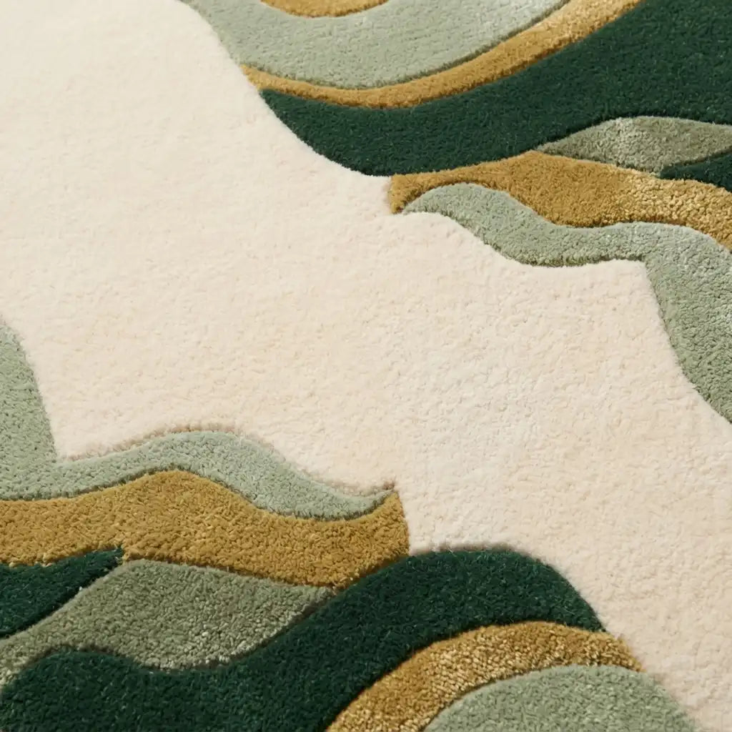 Cloud Edge hand-tufted rug in Sage Ivory – close-up of the tufted pile texture