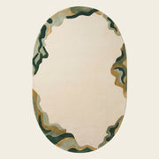 Cloud Edge hand-tufted rug in Sage Ivory – flat lay