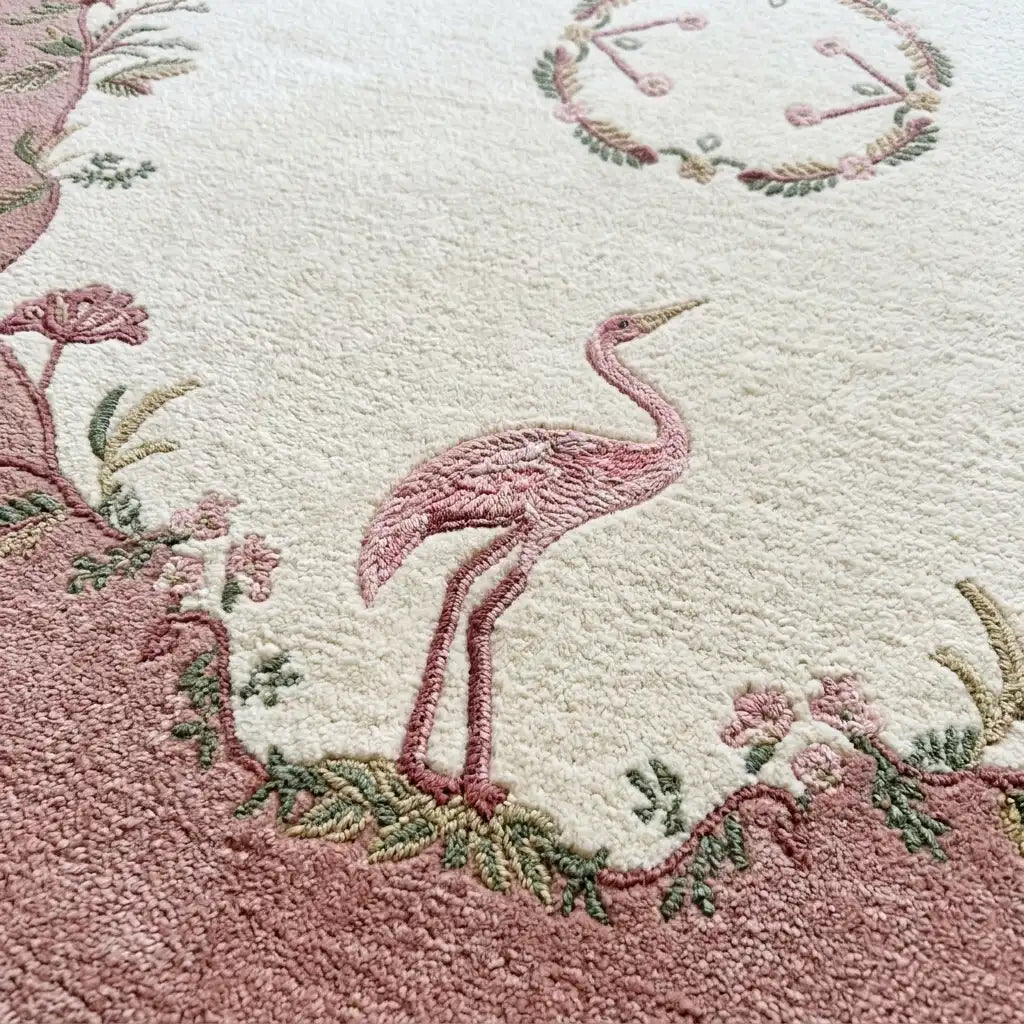 Aubusson hand-tufted rug in Blush Rose – close-up of the tufted pile texture