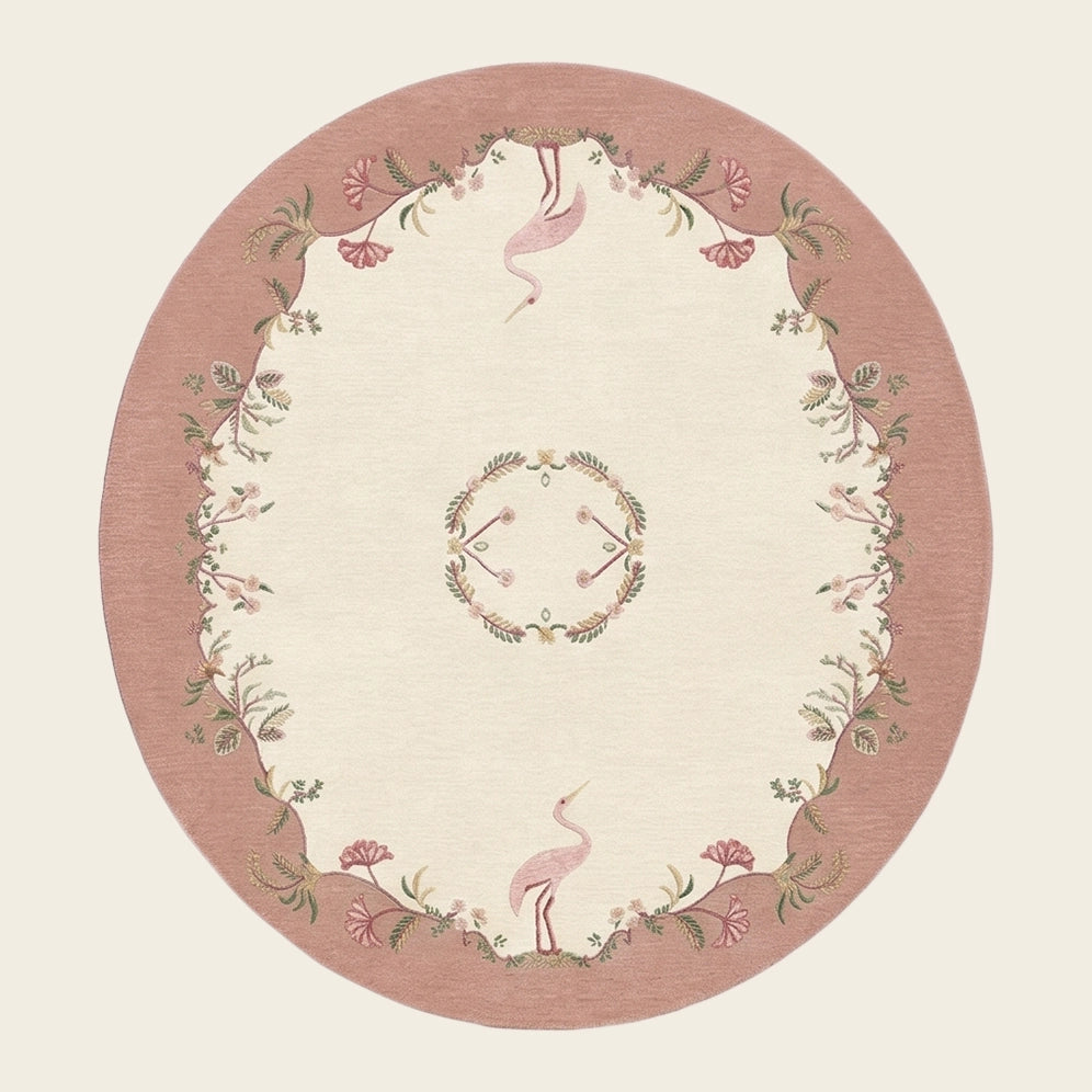 Aubusson hand-tufted rug in Blush Rose – flat lay