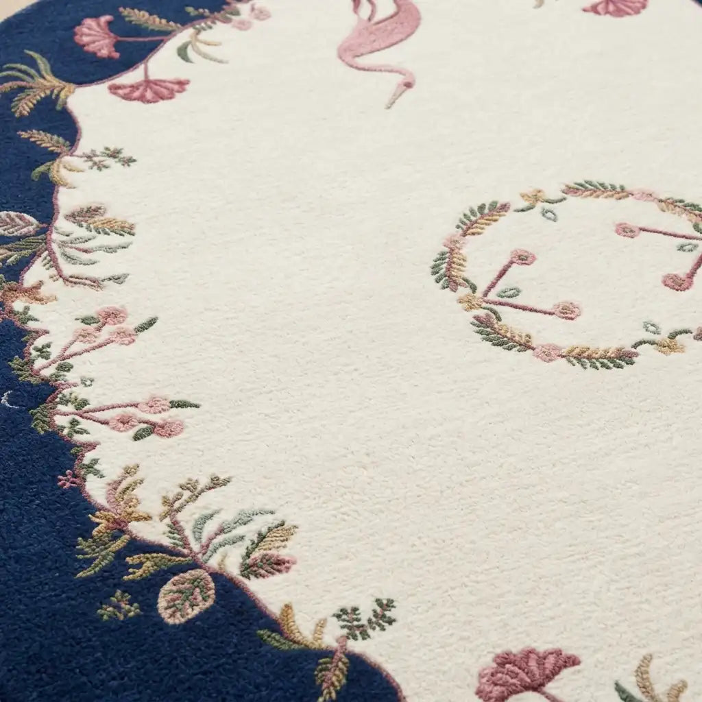 Aubusson hand-tufted rug in Navy Ivory – close-up of the tufted pile texture