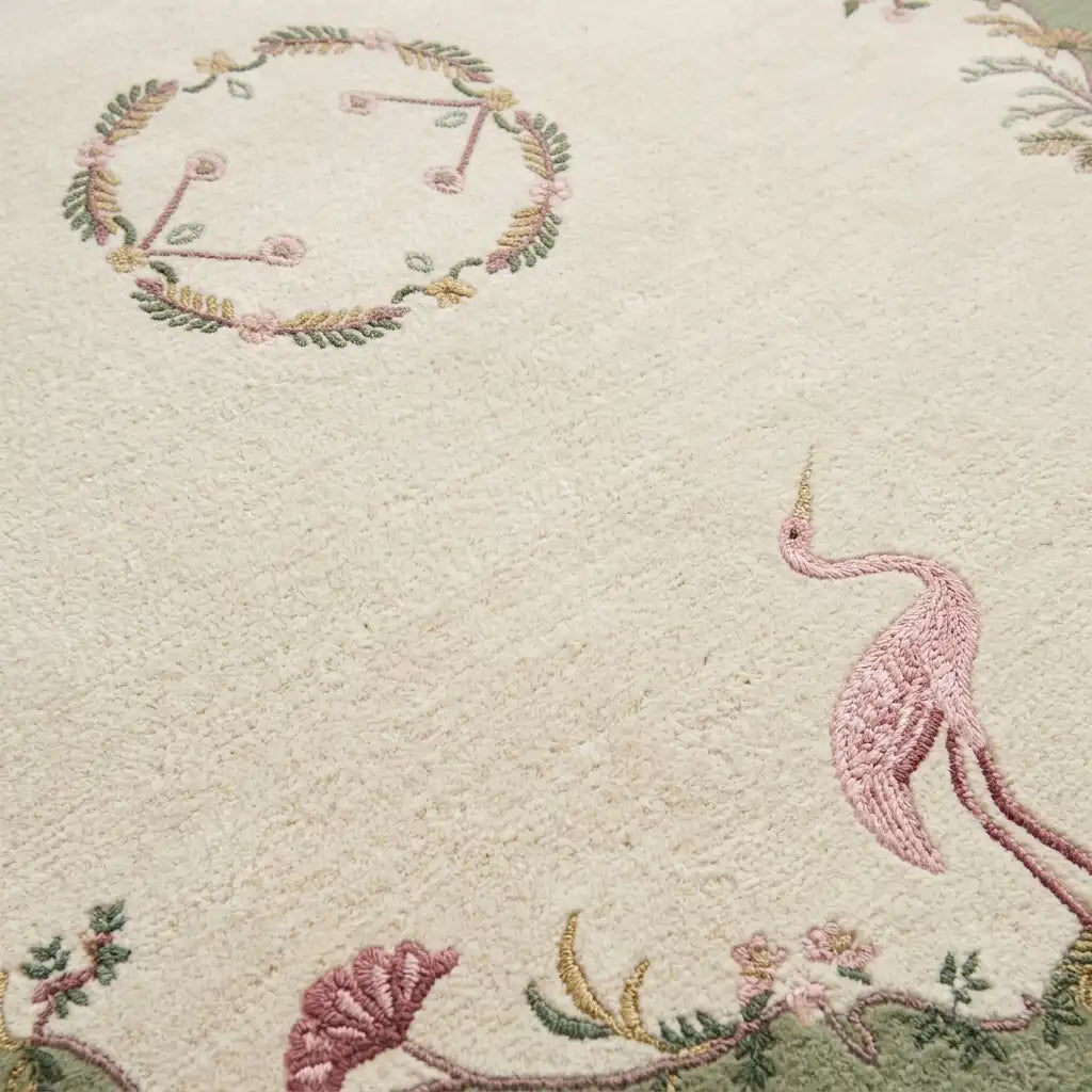 Aubusson hand-tufted rug in Sage Ivory – close-up of the tufted pile texture