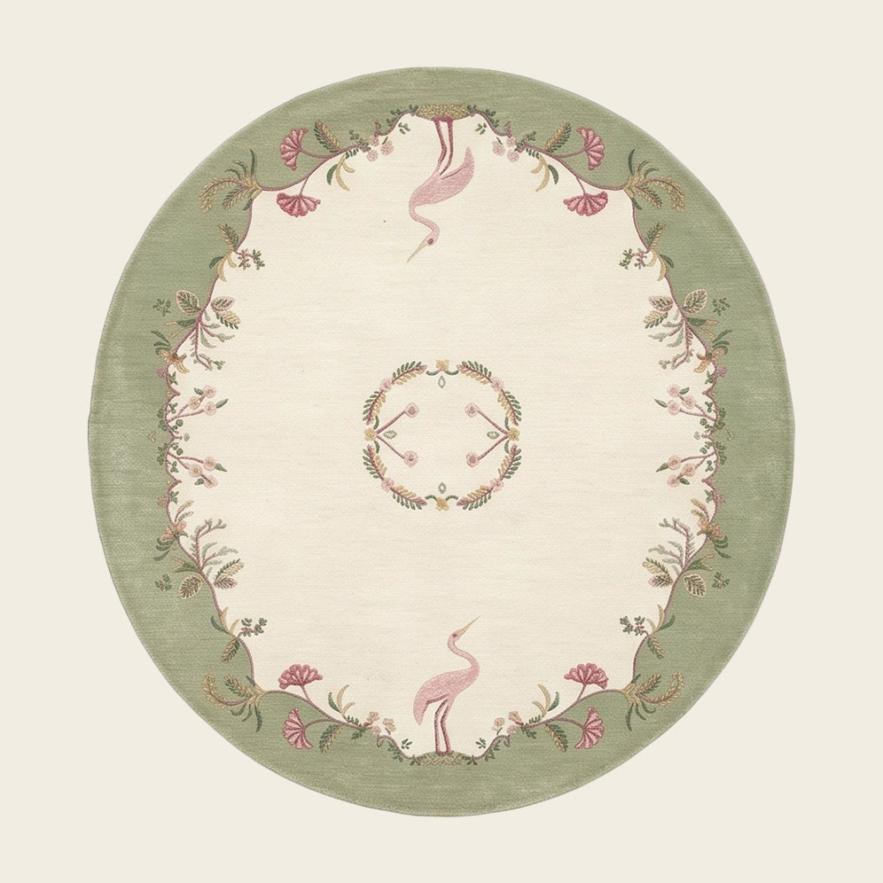 Aubusson hand-tufted rug in Sage Ivory – flat lay