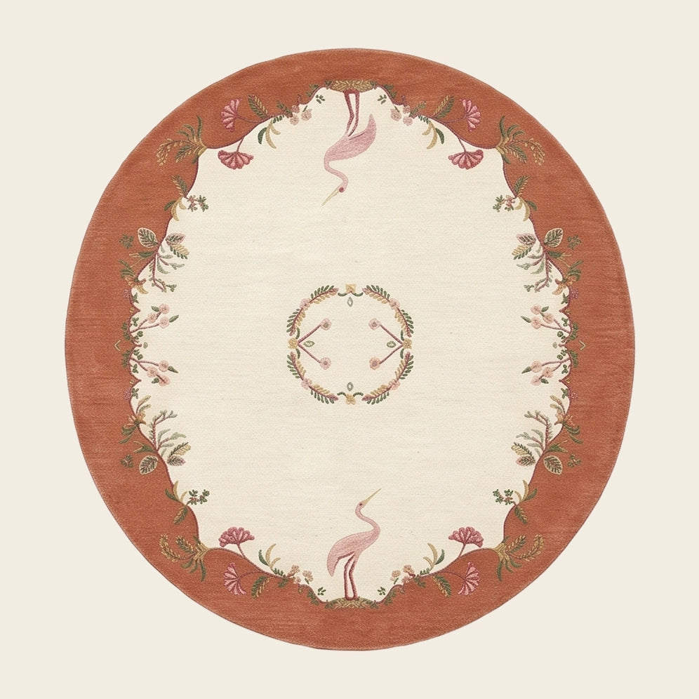Aubusson hand-tufted rug in Coral Rust – flat lay