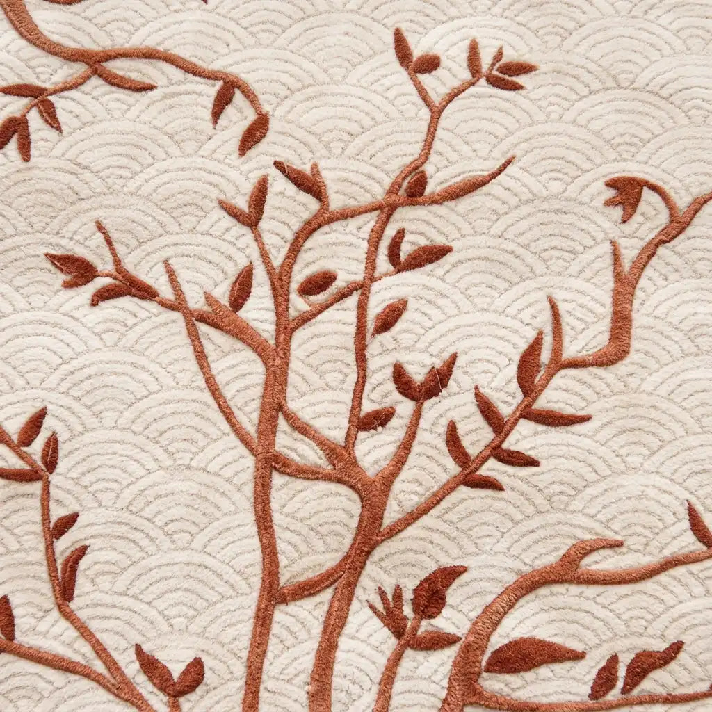 Willow Branch hand-tufted rug in Terracotta – close-up of the tufted pile texture