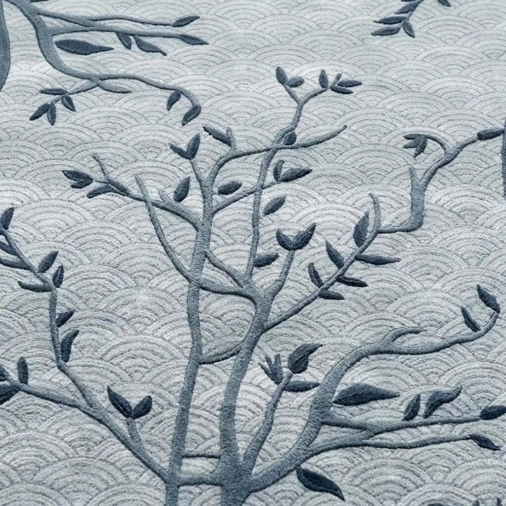 Willow Branch hand-tufted rug in Powder Blue – close-up of the tufted pile texture