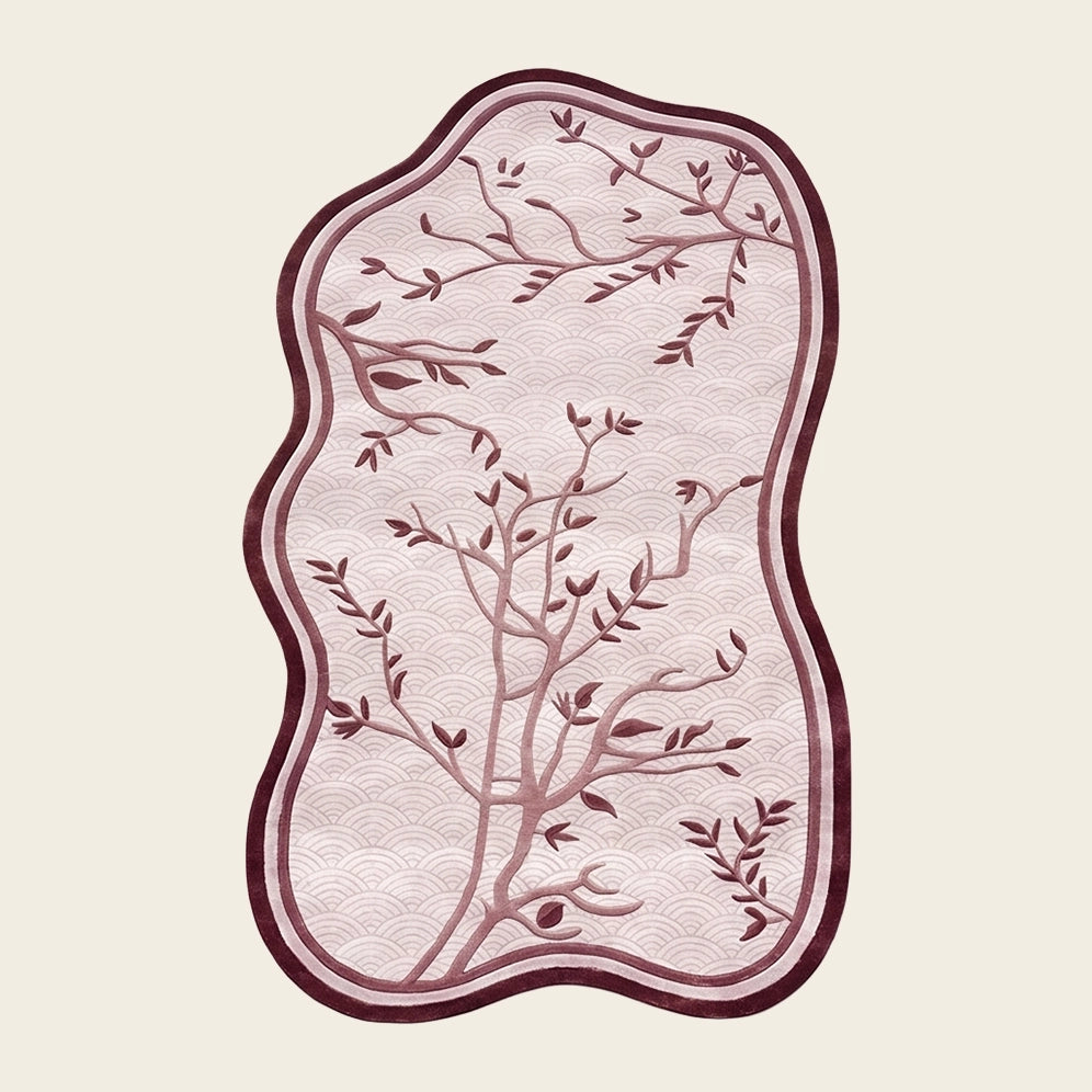 Willow Branch hand-tufted rug in Lilac – flat lay