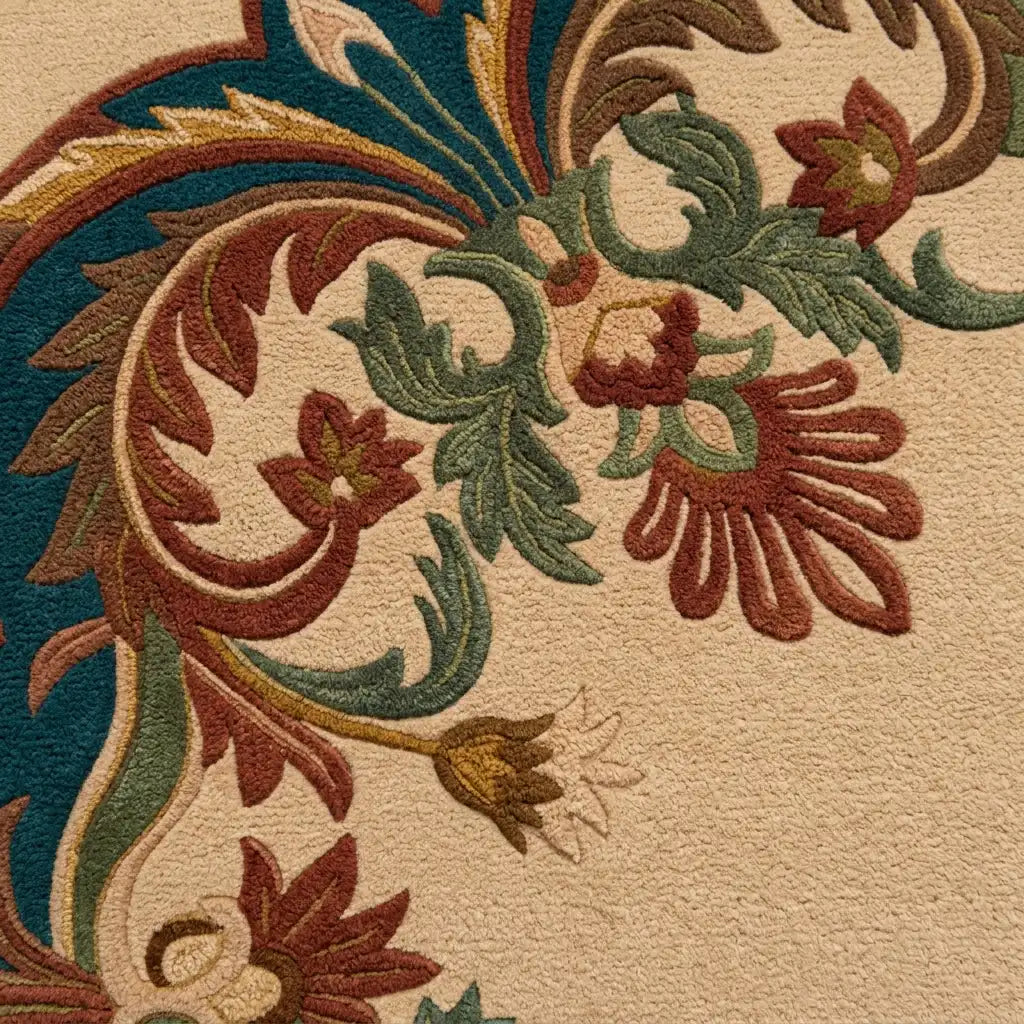 Garden Wreath hand-tufted rug in Ochre Garden – close-up of the tufted pile texture