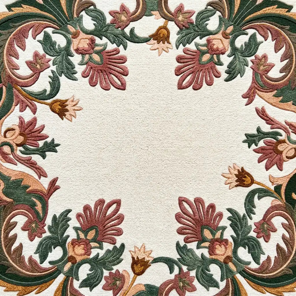 Garden Wreath hand-tufted rug in Forest Garden – close-up of the tufted pile texture