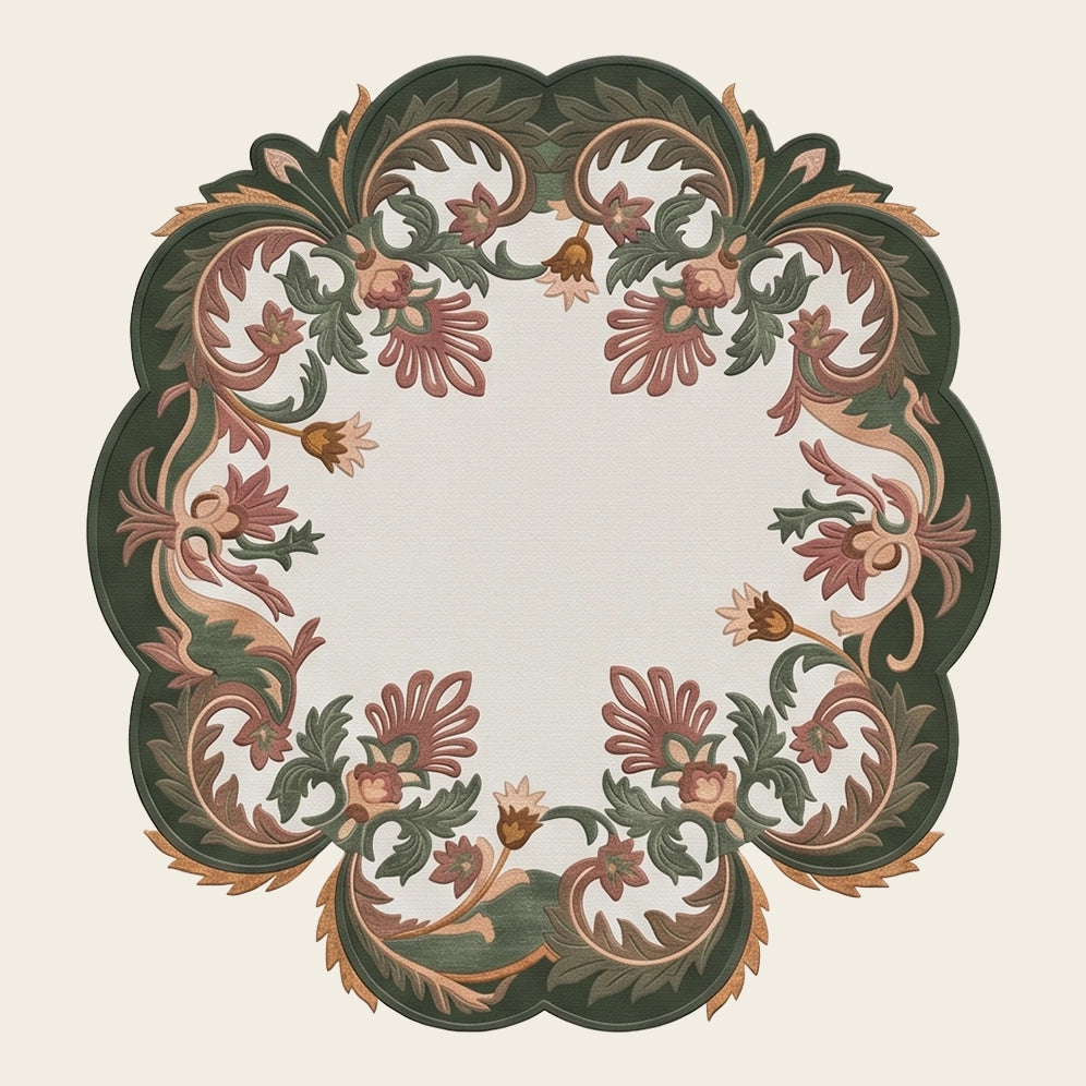 Garden Wreath hand-tufted rug in Forest Garden – flat lay