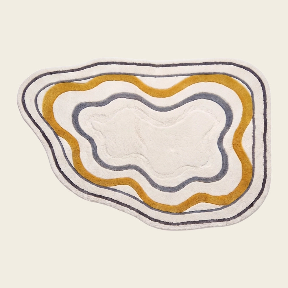 Lagoon Lines hand-tufted rug in Mustard Line – flat lay