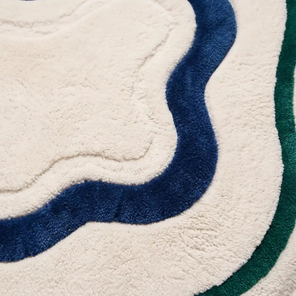 Lagoon Lines hand-tufted rug in Navy Line – close-up of the tufted pile texture