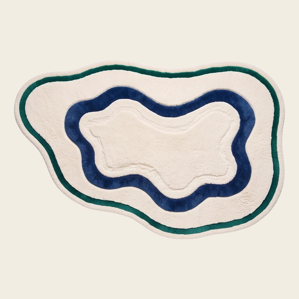 Lagoon Lines hand-tufted rug in Navy Line – flat lay
