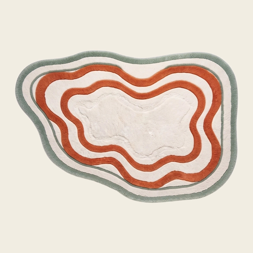 Lagoon Lines hand-tufted rug in Coral Line – flat lay