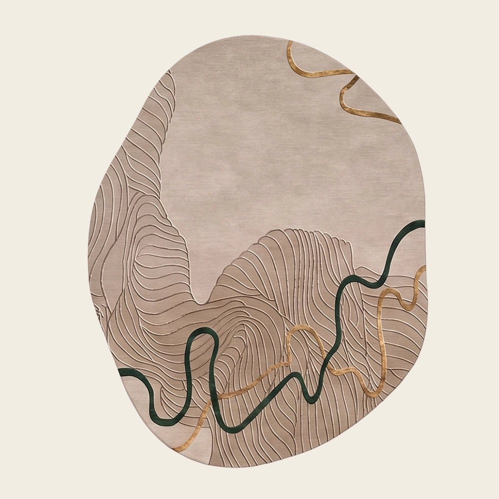 River Pebble hand-tufted rug in Taupe Sand – flat lay
