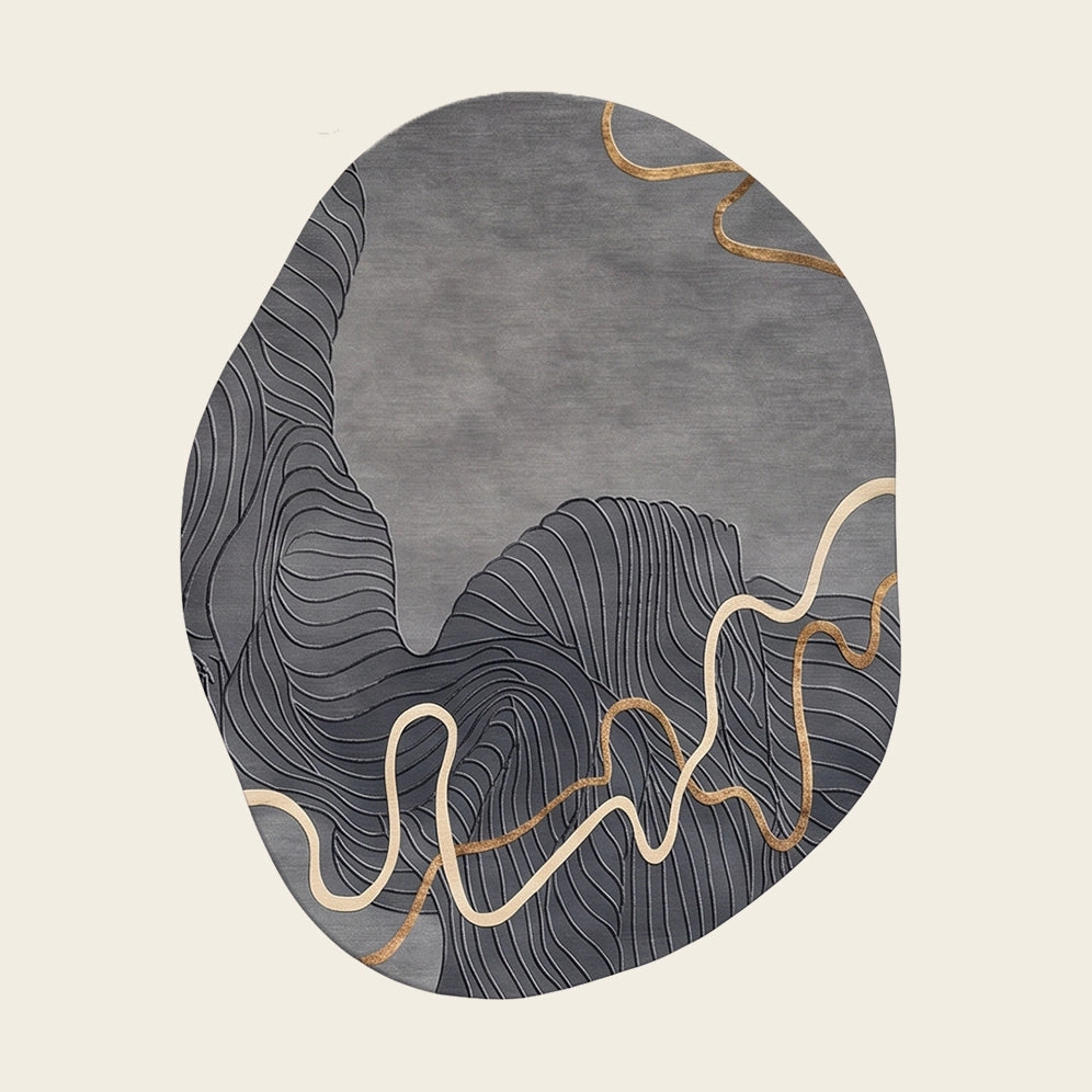 River Pebble hand-tufted rug in Graphite – flat lay