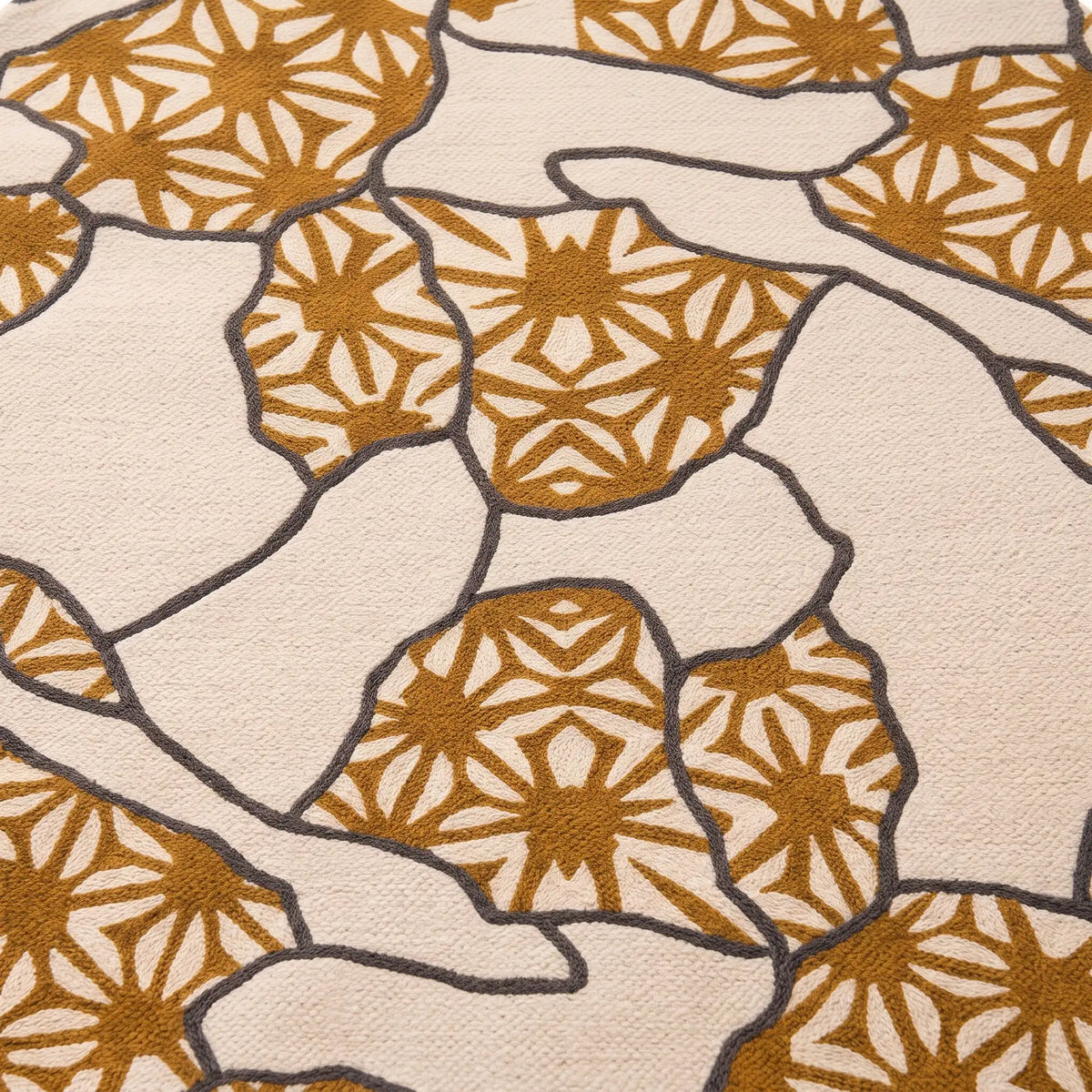 Blossom Ribbon hand-tufted rug in Marigold – close-up of the tufted pile texture