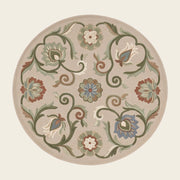 Persian Rosette hand-tufted rug in Ivory Sage – flat lay