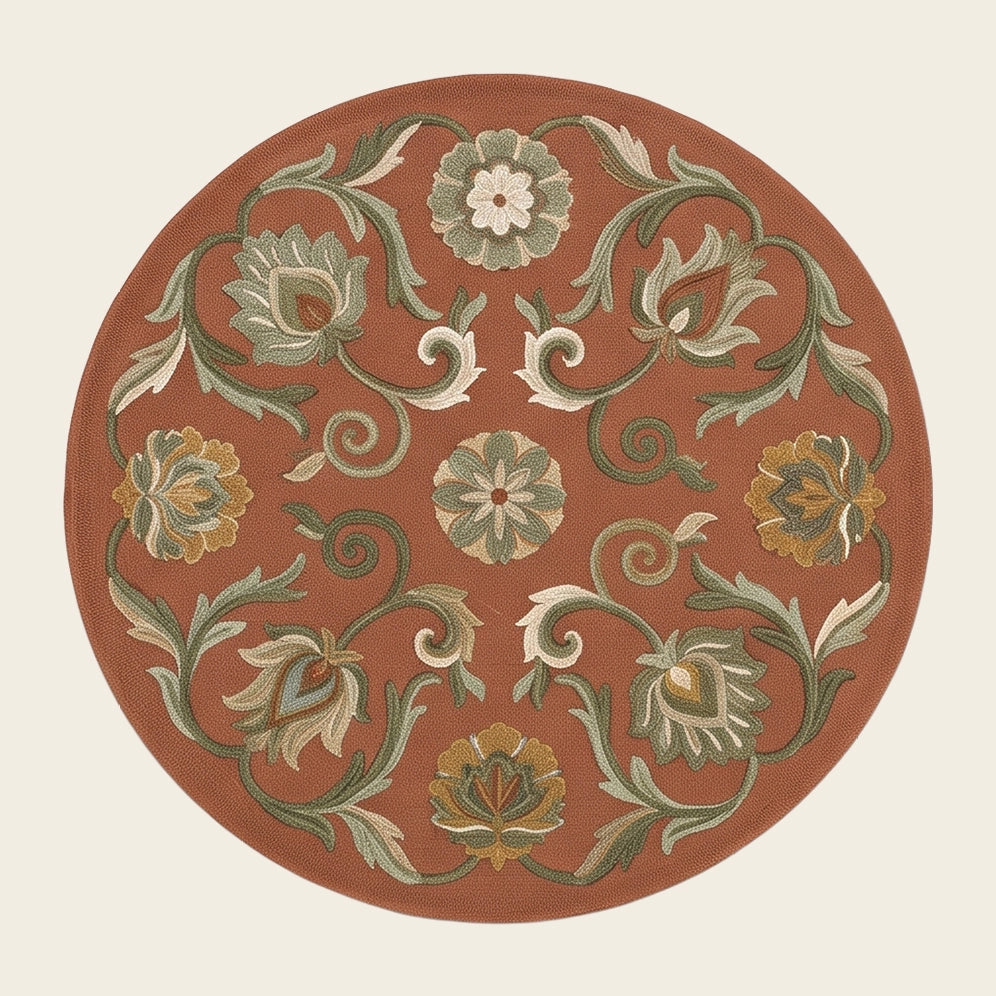 Persian Rosette hand-tufted rug in Terracotta – flat lay