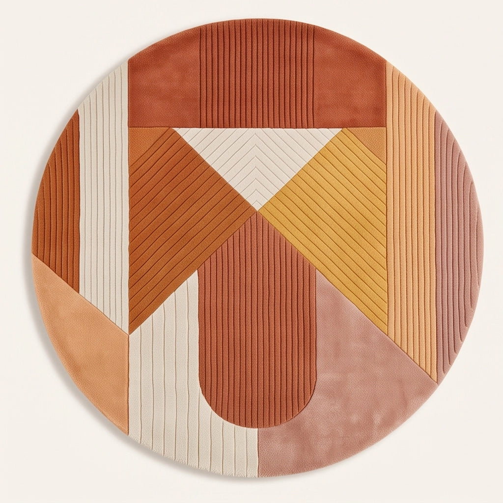 Meridian modern abstract rug in Desert Sun – flat lay