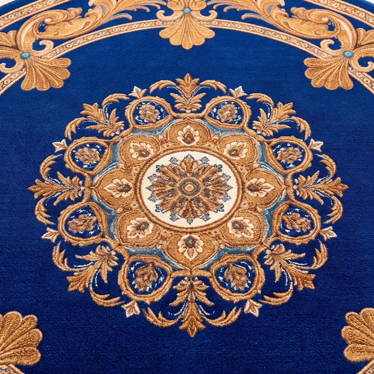 Royal Sunburst hand-tufted rug in Royal Navy – close-up of the tufted pile texture