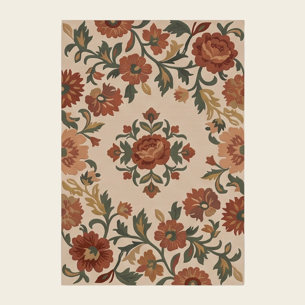 Rose Tapestry hand-tufted rug in Sand Rose – flat lay
