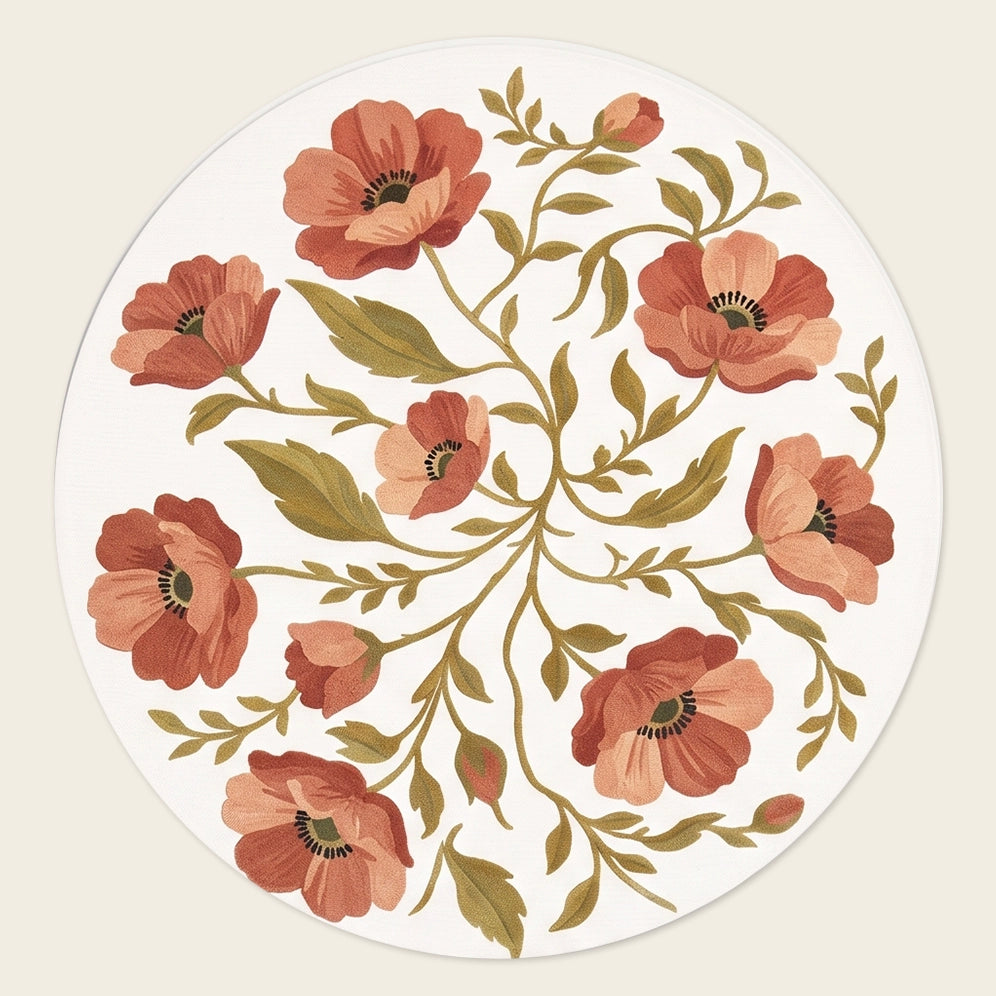Poppy Field hand-tufted rug in Terracotta – flat lay