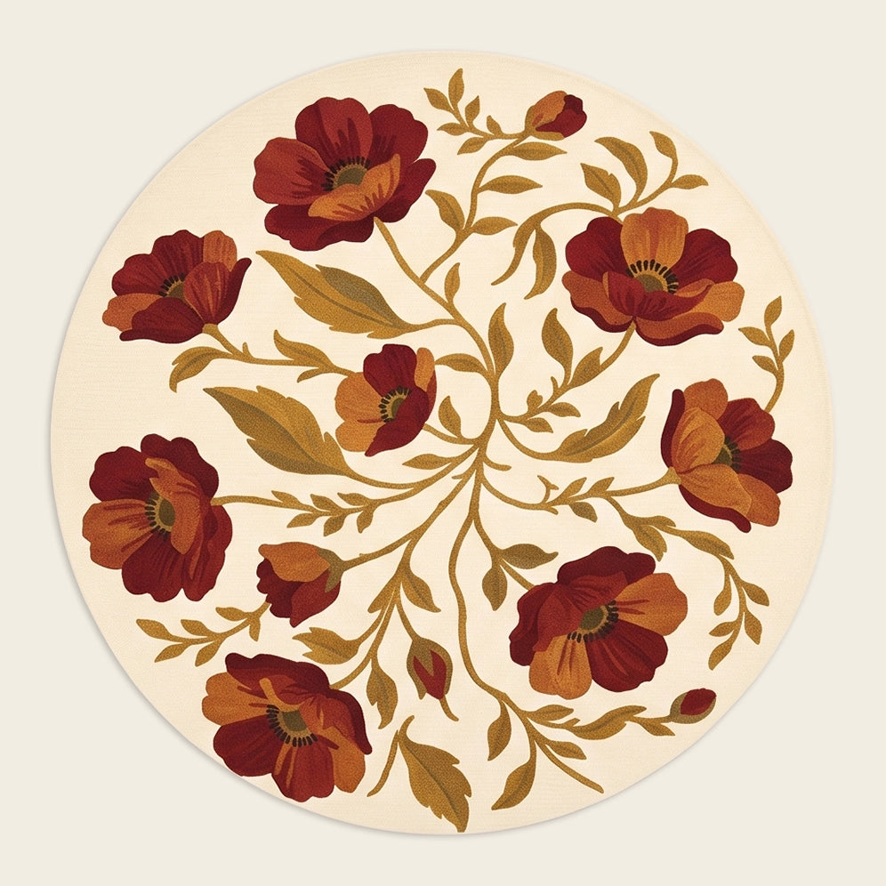 Poppy Field hand-tufted rug in Saffron – flat lay
