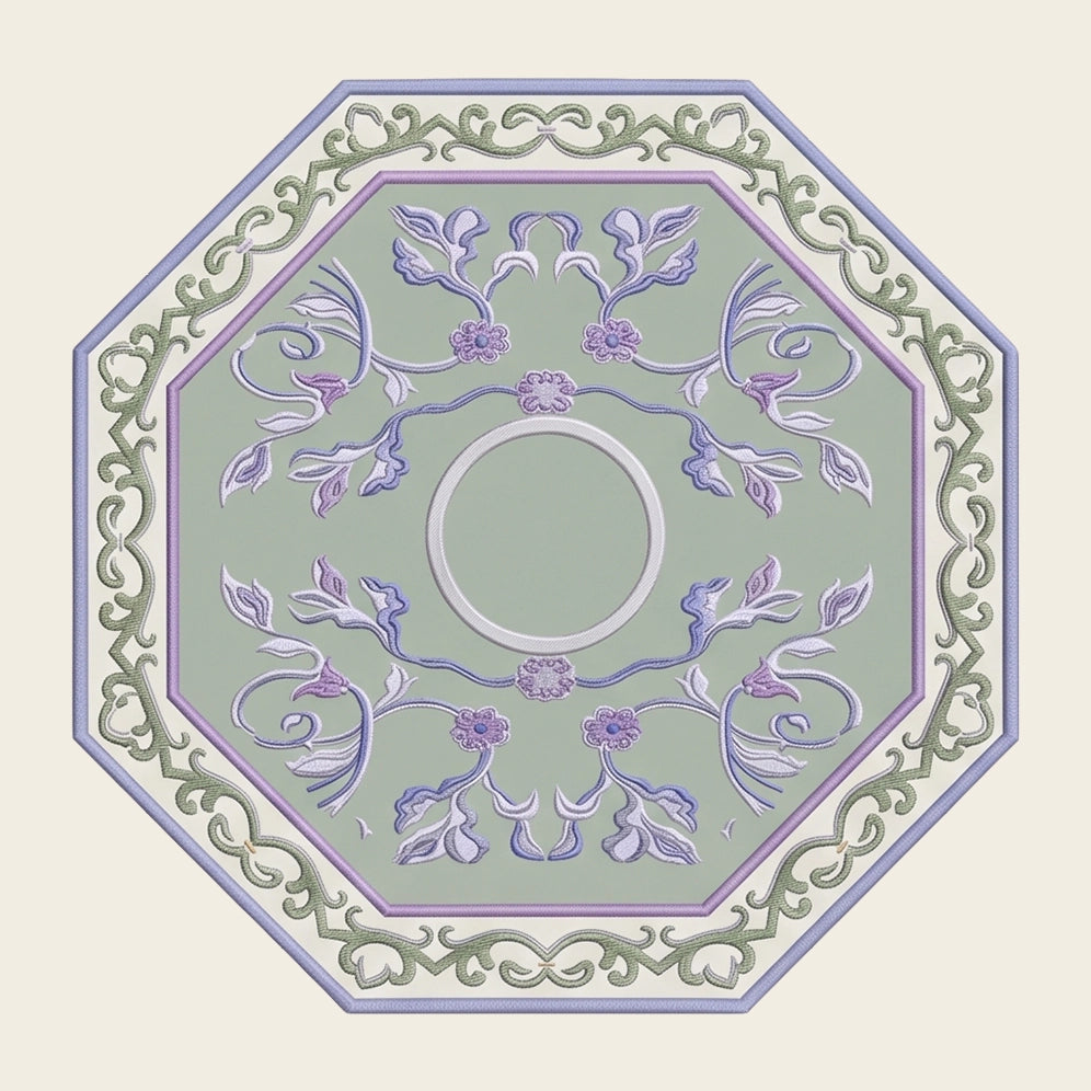 Palace Octagon hand-tufted rug in Lavender Mist – flat lay