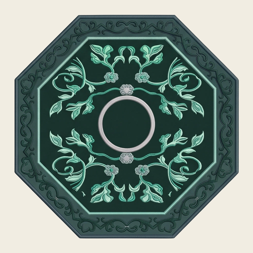 Palace Octagon hand-tufted rug in Emerald Jade – flat lay